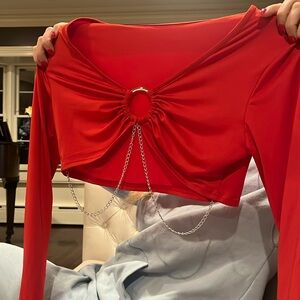 Red SHEIN Crop Top With Chain Size S